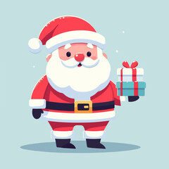 Hand drawn Cute santa claus logo, santa giving christmas gifts logo, santa cartoon logo