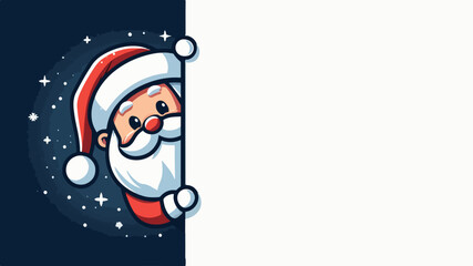 cute vector illustration of Santa Claus peeking around a corner, Cute Santa Claus Peeking Illustration
