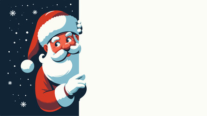 cute vector illustration of Santa Claus peeking around a corner, Cute Santa Claus Peeking Illustration