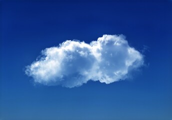 Single cloud isolated over blue sky background. White fluffy cloud photo, beautiful cloud shape....