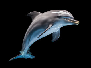 Fototapeta premium Dolphin Studio Shot Isolated on Clear Black Background, Generative AI