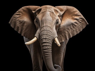 Fototapeta na wymiar Elephant Studio Shot Isolated on Clear Black Background, Generative AI