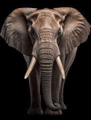 Elephant Studio Shot Isolated on Clear Black Background, Generative AI