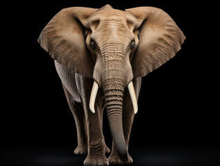 Elephant Studio Shot Isolated on Clear Black Background, Generative AI