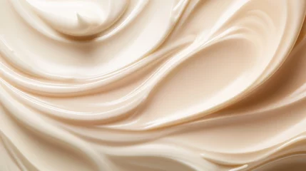 Fotobehang Cream surface stroke on beige background facial creme froth gel or body moisturizer skincare symbol beige © Akbar