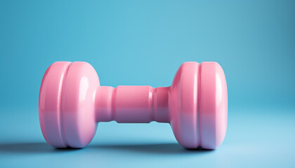 Obraz premium Blue dumbbell, symbol of strength, in a fitness studio generated by AI