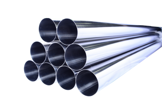 stainless steel pipes metal pipe piping water conduit isolated on background kroma key metallic piece