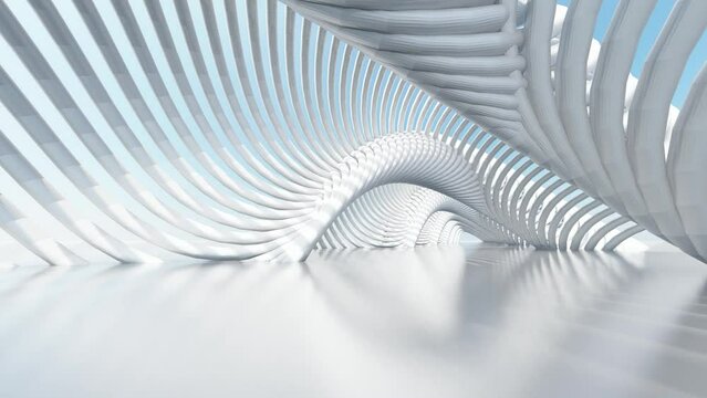 Abstract architecture background arched interior 3d animation