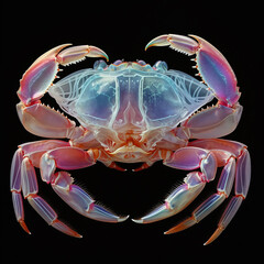 x-ray of a blue crab on black background