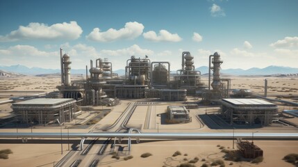 a natural gas compressor station from an aerial perspective, the vast network of engines and piping that extends for miles, providing a realistic portrayal of industrial infrastructure.