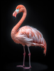 Flamingo Studio Shot Isolated on Clear Black Background, Generative AI