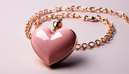 Romantic gold necklace, symbol of love and elegance generated by AI