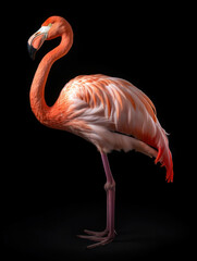 Obraz premium Flamingo Studio Shot Isolated on Clear Black Background, Generative AI