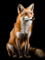 Fox Studio Shot Isolated on Clear Black Background, Generative AI