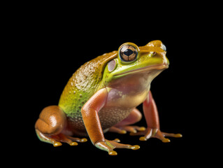 Obraz premium Frog Studio Shot Isolated on Clear Black Background, Generative AI