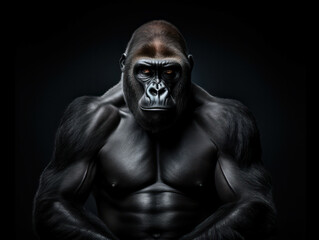 Fototapeta na wymiar Gorilla Studio Shot Isolated on Clear Black Background, Generative AI