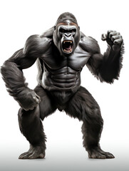 Gorilla Studio Shot Isolated on Clear White Background, Generative AI
