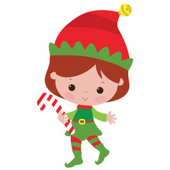 Obraz na płótnie Canvas Christmas elf vector cartoon illustration