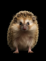 Obraz premium Hedgehog Studio Shot Isolated on Clear Black Background, Generative AI