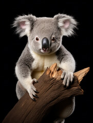 Naklejka premium Koala Studio Shot Isolated on Clear Black Background, Generative AI