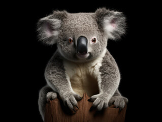 Fototapeta premium Koala Studio Shot Isolated on Clear Black Background, Generative AI