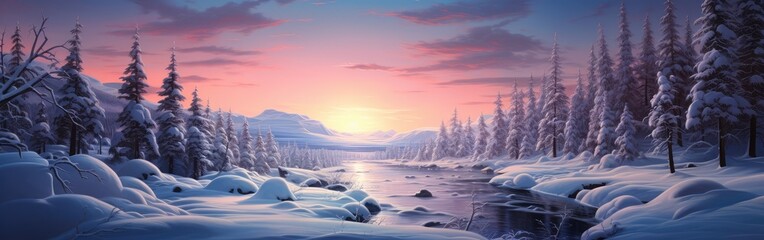 Atmospheric evening winter landscape