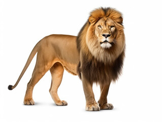 Fototapeta premium Lion Studio Shot Isolated on Clear White Background, Generative AI