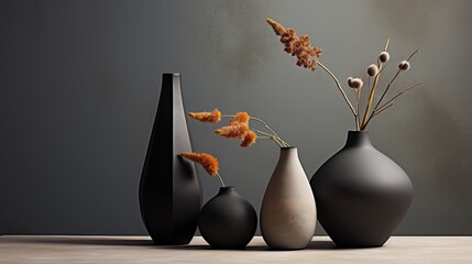 Still life with cutting edge vases delicate aesthetics