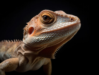 Fototapeta premium Lizard Studio Shot Isolated on Clear Black Background, Generative AI