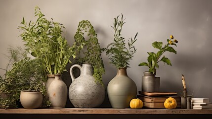 Still life with plants stylistic layout