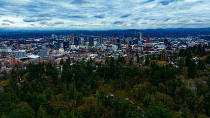 Downtown Portland Oregon on a Cloudy Day