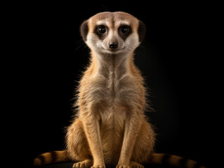 Meerkat Studio Shot Isolated on Clear Black Background, Generative AI