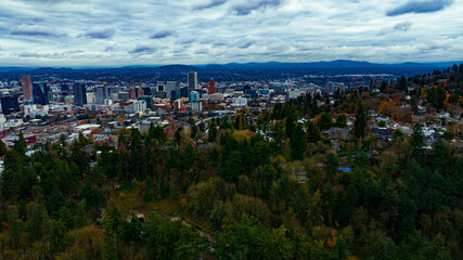 Downtown Portland Oregon on a Cloudy Day