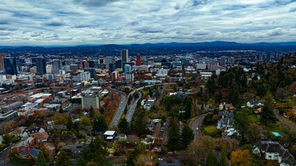 Downtown Portland Oregon on a Cloudy Day