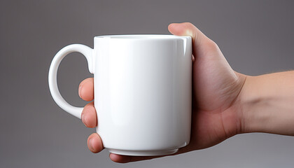 Obraz premium Hand holding hot coffee cup, enjoying a refreshing drink generated by AI