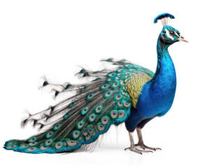 Peacock Studio Shot Isolated on Clear White Background, Generative AI