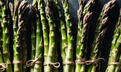 Fototapeta premium Asparagus. Fresh green asparagus on wooden background. Vegan healthy food