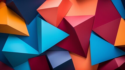 Top view of colorful paper geometry with corners