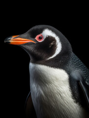 Naklejka premium Penguin Studio Shot Isolated on Clear Black Background, Generative AI