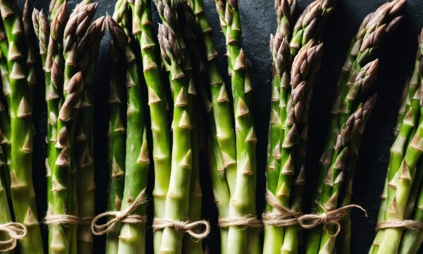 Asparagus. Fresh green asparagus on wooden background. Vegan healthy food