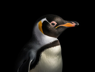 Penguin Studio Shot Isolated on Clear Black Background, Generative AI