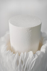 white wedding cake. white wedding cake. cream dessert close-up