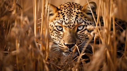 Fotobehang leopard hidden predator photography grass national geographic style 35mm documentary wallpaper © Wiktoria