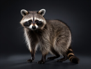 Fototapeta premium Raccoon Studio Shot Isolated on Clear Black Background, Generative AI