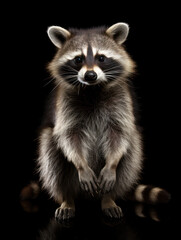 Fototapeta premium Raccoon Studio Shot Isolated on Clear Black Background, Generative AI