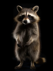 Obraz premium Raccoon Studio Shot Isolated on Clear Black Background, Generative AI
