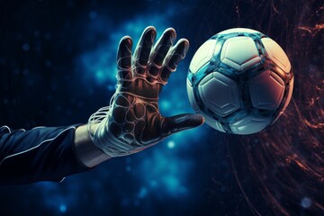 Skillful Goalkeepers hands catch ball game. Activity play. Generate Ai