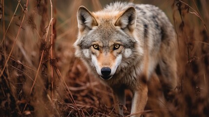 wolf hidden predator photography grass national geographic style 35mm documentary wallpaper