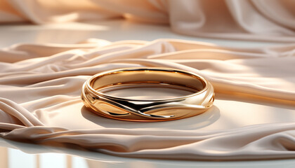 Wedding ring, symbol of love and elegance, shiny gold generated by AI