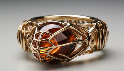 Shiny gold jar, symbol of elegance, on white background generated by AI